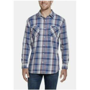 Weatherproof Vintage Men's Burnout Patriot Flannel Shirt Blue White Size M‎